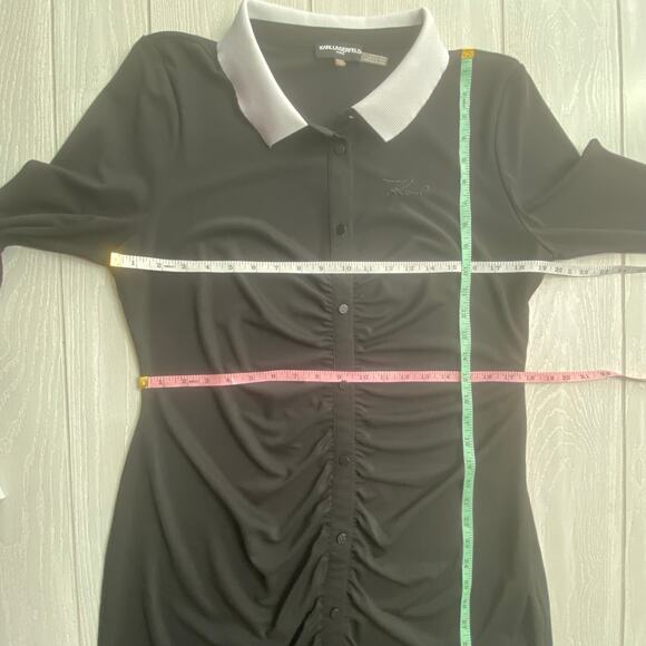 Karl Lagerfeld Paris Womens Black & White Ruched Sport Dress with Collar Size 14 - Picture 6 of 13